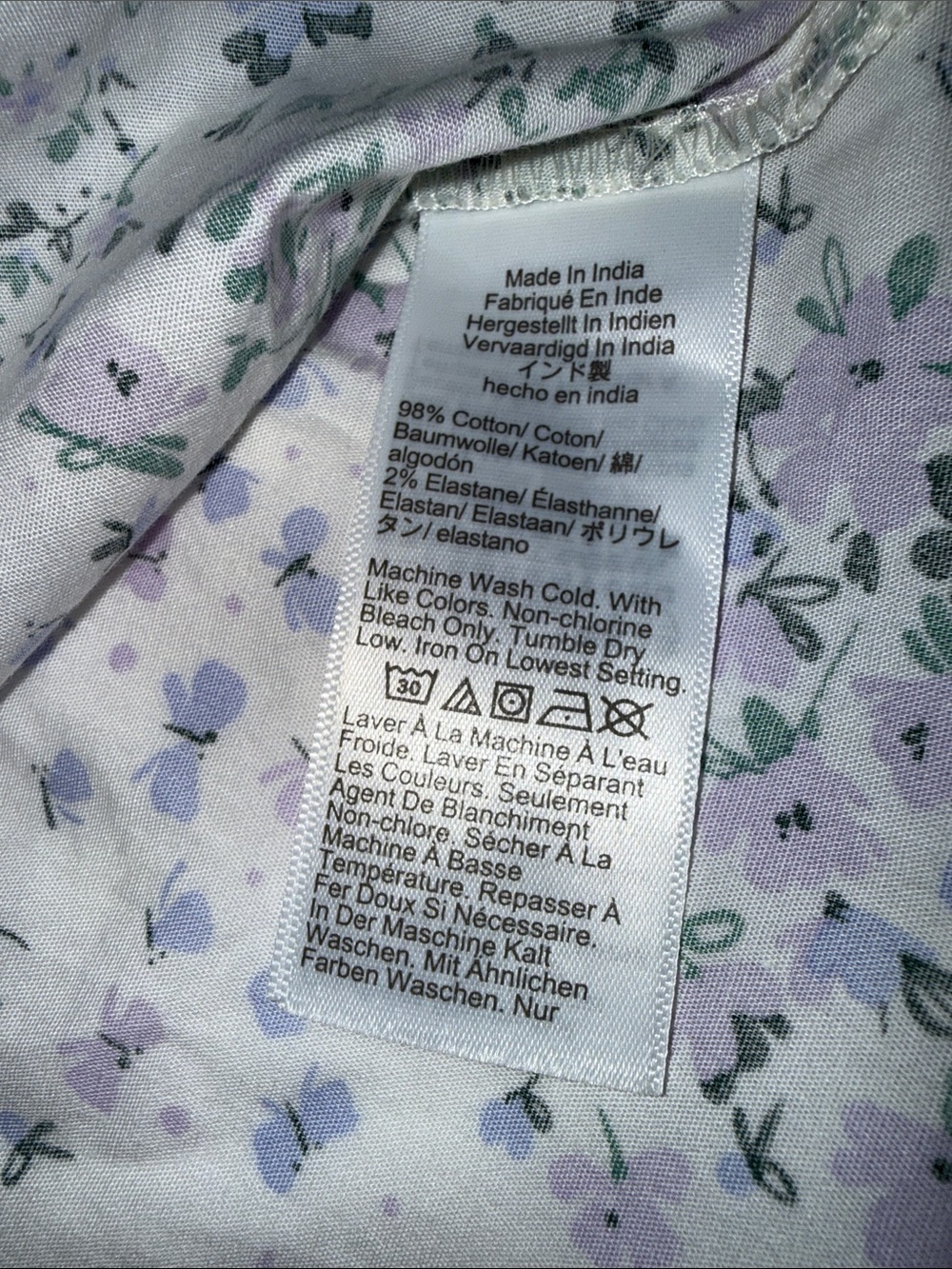 Girls Crewcuts White Dress with Lavender and Green Floral Print - Picture 3 of 5
